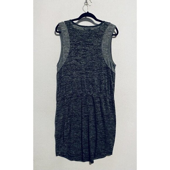 LOFT Lou Grey Tank Dress Womens Large Black Gray Spacedye Drawstring Waist Boho - Picture 5 of 7